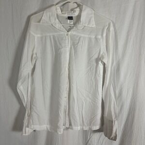 Patagonia Women's 10 Button Down Shirt White Organic Cotton Collared Top Preppy
